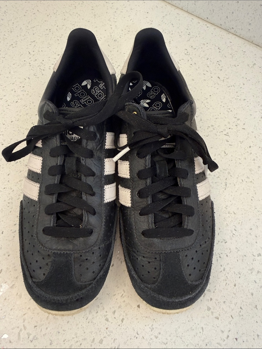 adidas Men's Black Sneakers with White Stripes